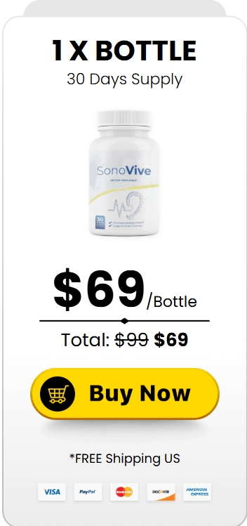 SonoVive hearing support supplement bottle”